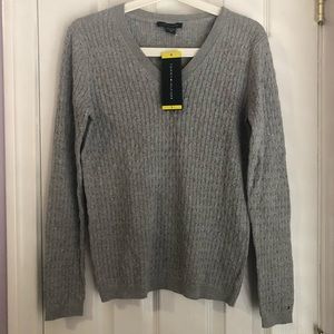 TOMMY HILFIGER Gray V-neck sweater
